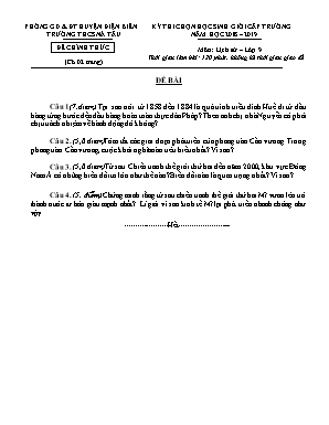 Đề thi chọn học sinh giỏi cấp trường môn Lịch sử Lớp 9 - Năm học 2018-2019 - Trường THCS Nà Tầu (Có đáp án)